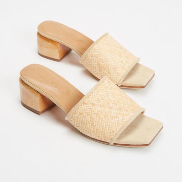 JAMESSMITH The Sicily Slide Woven Mules Natural Rattan Sz 39 NWOB $215